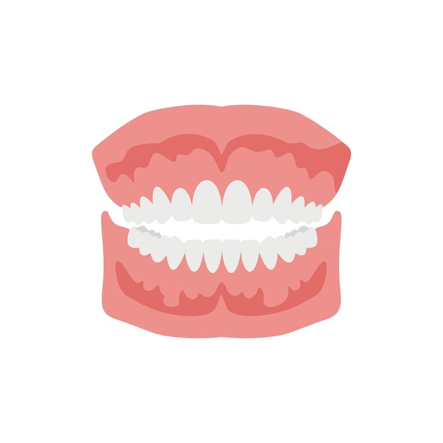 Boca abierta que muestra dientes blancos brillantes en una ilustración vectorial de estilo de diseño plano minimalista