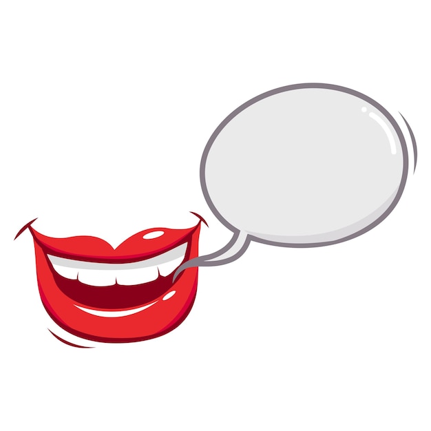 Boca feliz hablando Labios hablando y riendo Ilustración vectorial