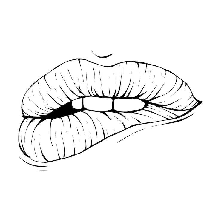 Vector boca labios bosquejo vector ilustración línea arte