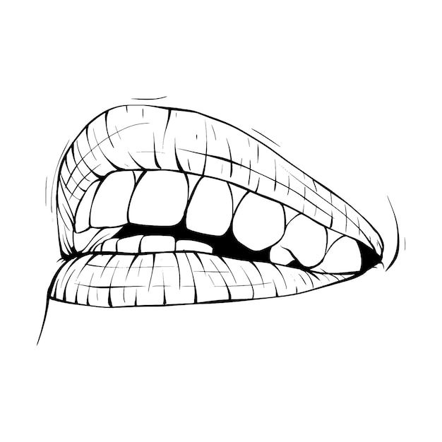 Boca labios bosquejo vector ilustración línea arte