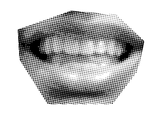 Vector la boca y los labios sonríen los puntos de la lengua punk y2k elementos de collage en blanco y negro