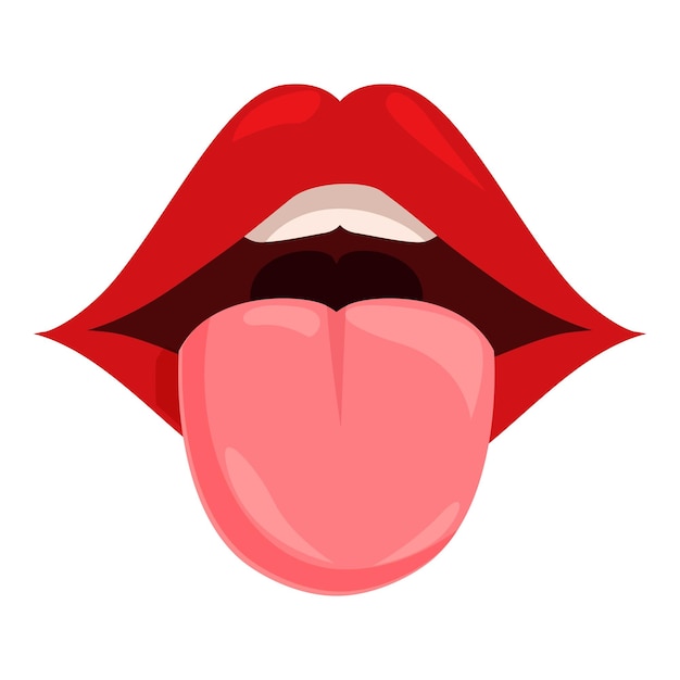 La boca de la mujer muestra la lengua lamendo los labios expresión sensual