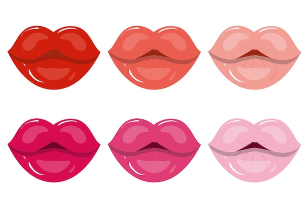 Boca roja aislada Labios hermosos femeninos con tonos de lápiz labial rojo sensuales labios regordetes colores de moda