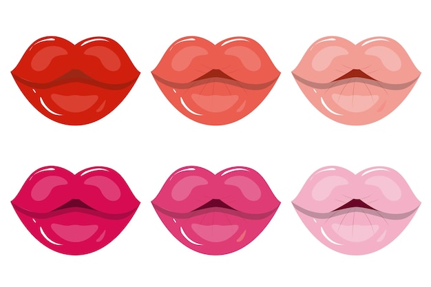 Boca roja aislada labios hermosos femeninos con tonos de lápiz labial rojo sensuales labios regordetes colores de moda