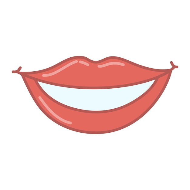 Boca sonriente labios rojos estilo de dibujos animados vector aislado sobre fondo blanco