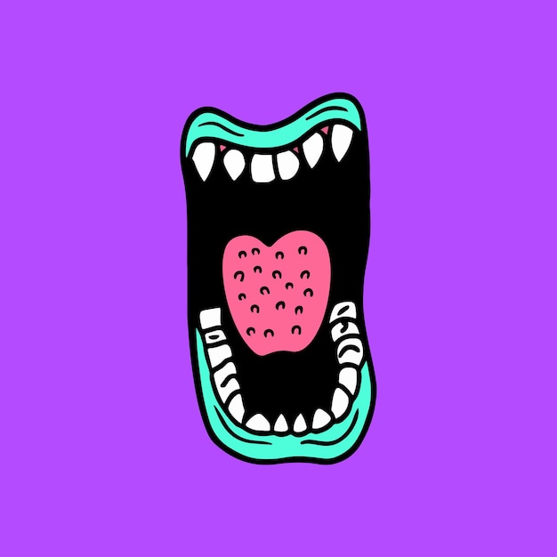 Boca de zombies con Tosca Lips Símbolo Diseño de icono Social Media Post Flat Vector Illustration