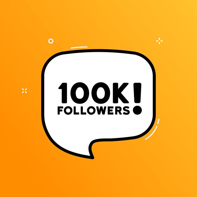Bocadillo de diálogo con 100.000 seguidores Texto Boom estilo cómico retro Estilo pop art Icono de línea vectorial para negocios y publicidad