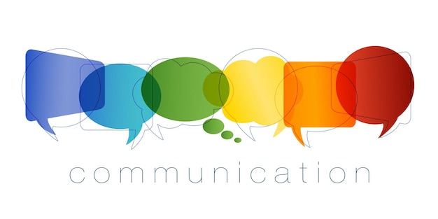 Bocadillo de diálogo aislado con los colores del arco iris Comunicación y concepto de red Comunicación de texto O