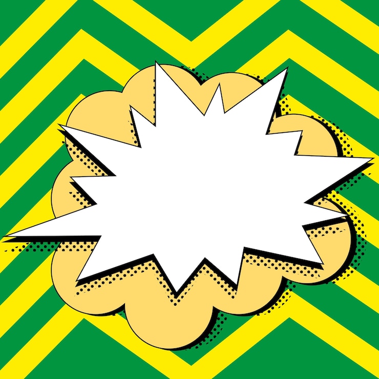 Vector bocadillo de diálogo en blanco cómico con espacio de copia sobre diseño de fondo de color plantilla vacía en el marco de explosión que representa un mensaje elegante y atractivo