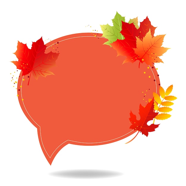 Bocadillo de diálogo de cartel de otoño con color deja fondo transparente con malla de degradado