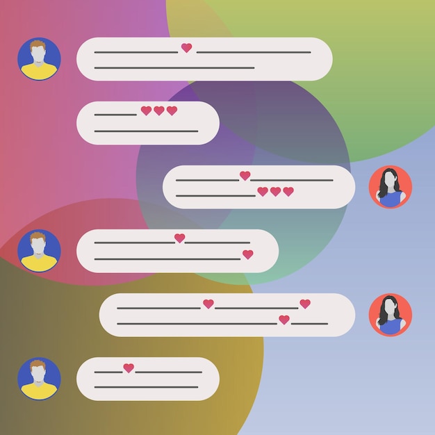Bocadillo de diálogo en círculos degradados de colores cuadros de diálogo de chat ilustración vectorial