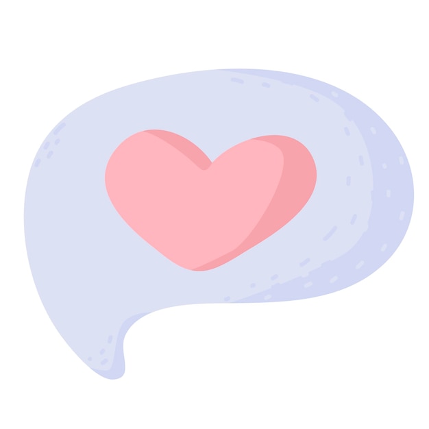 Bocadillo de diálogo con corazón. Día de San Valentín, amor, relaciones.