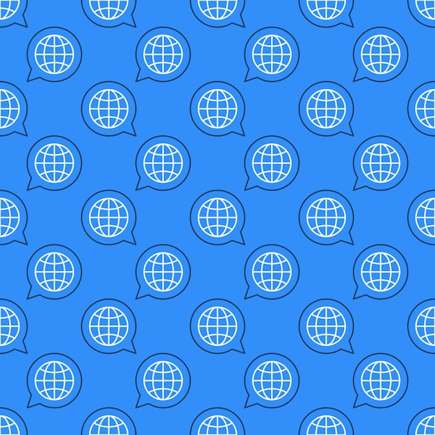 Bocadillo de diálogo con globo vector línea azul de patrones sin fisuras