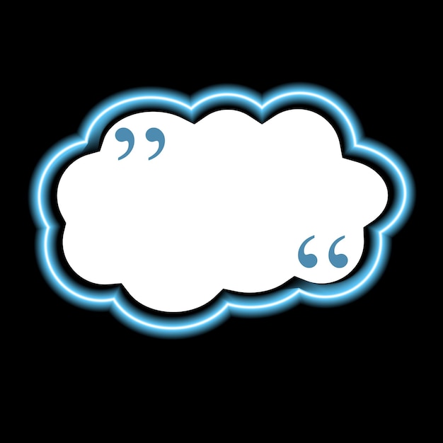 Vector bocadillo de diálogo de nube de neón resplandor azul