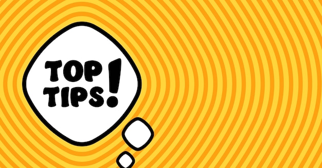 Bocadillo de diálogo con texto de consejos superiores Boom estilo cómico retro Estilo de arte pop Icono de línea vectorial para negocios y publicidad