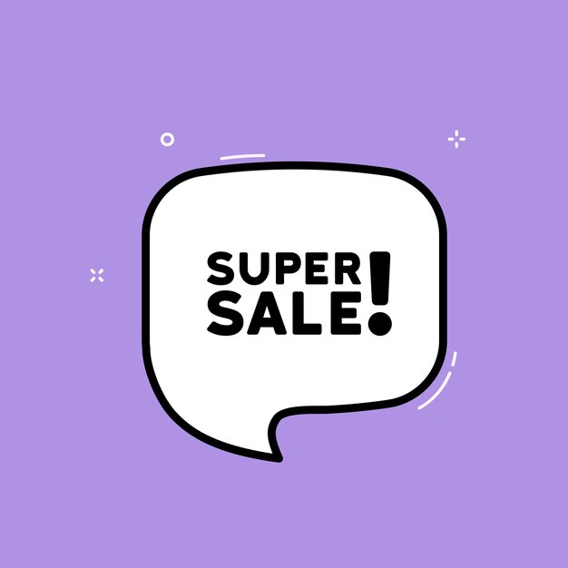 Bocadillo de diálogo con texto de súper venta Boom estilo cómico retro Estilo de arte pop Icono de línea vectorial para negocios y publicidad