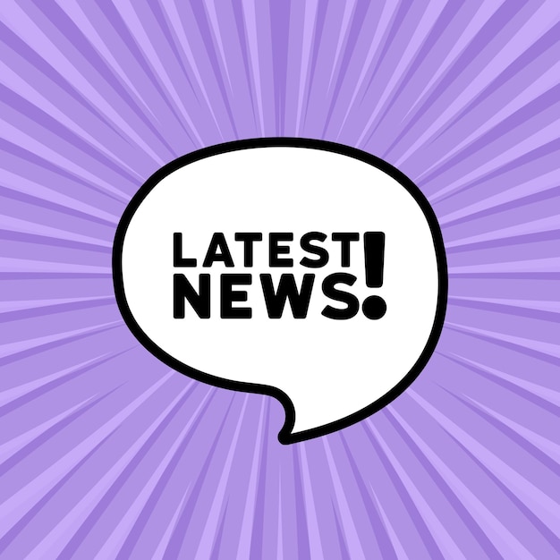 Bocadillo de diálogo con el texto de las últimas noticias Boom estilo cómico retro Estilo pop art Icono de línea vectorial para negocios y publicidad