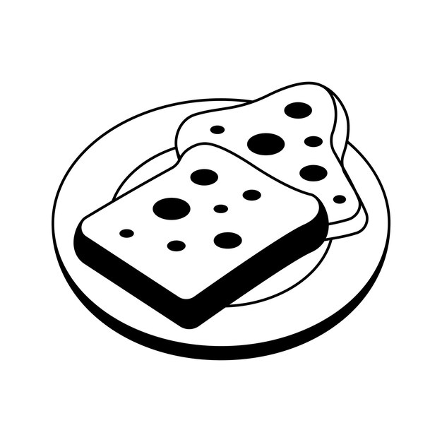bocadillos de desayuno pan tostado de panadería con diseño vectorial de mantequilla