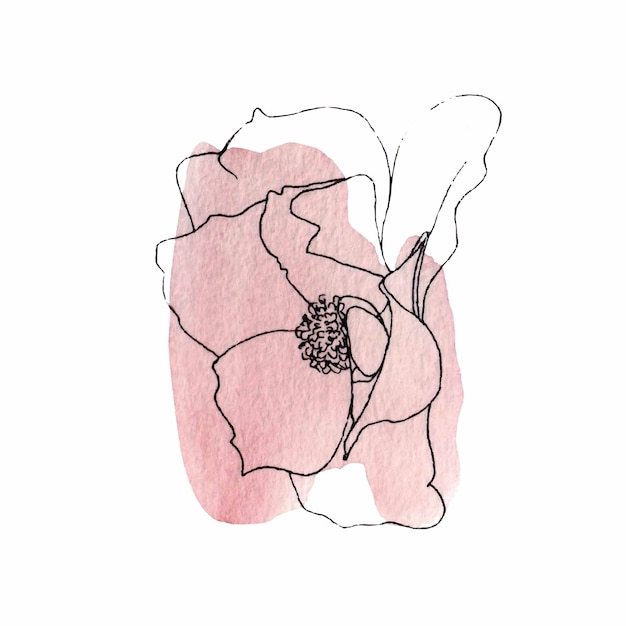 Boceto de acuarela de flor rosa simple
