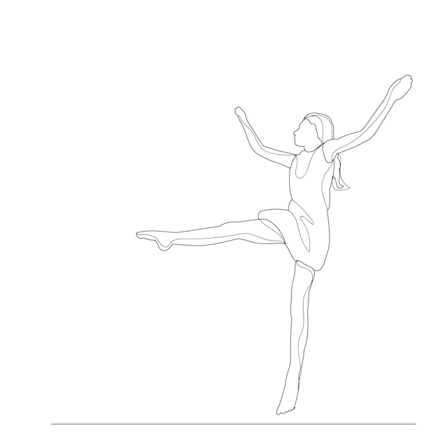 Boceto aislado vectorial con líneas chica bailando