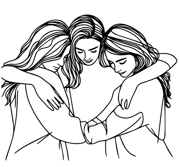 El boceto de la amistad de la mujer