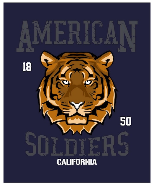 Boceto animal de cabeza de tigre y diseño de tipografía en camiseta de ilustración vectorial y otros usos