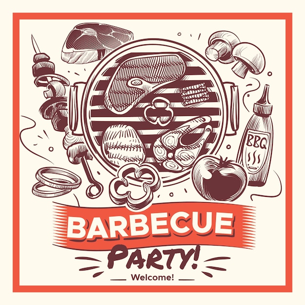 Vector boceto de barbacoa