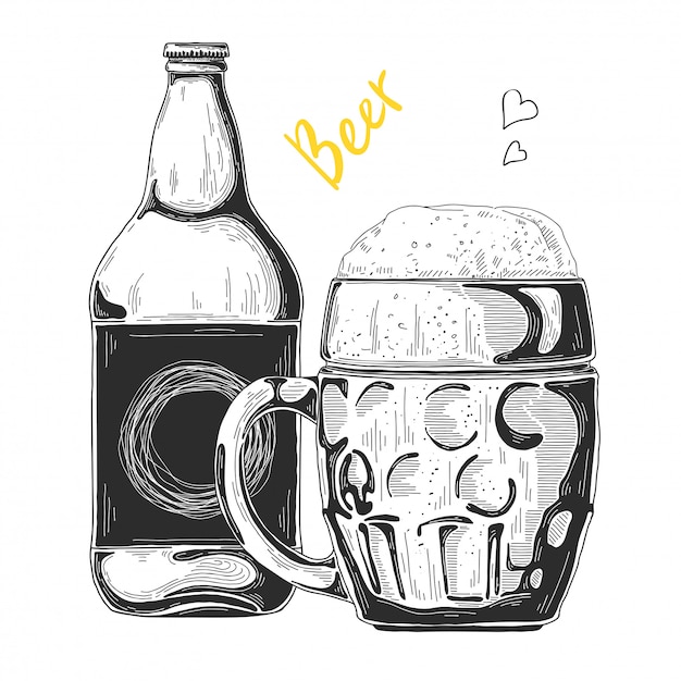 Vector boceto de cerveza dibujado a mano