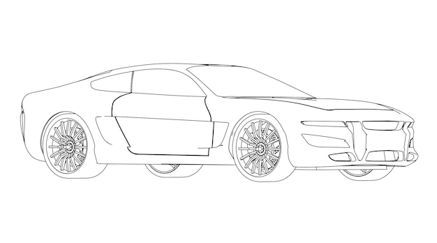 Un boceto de un coche con la puerta abierta.