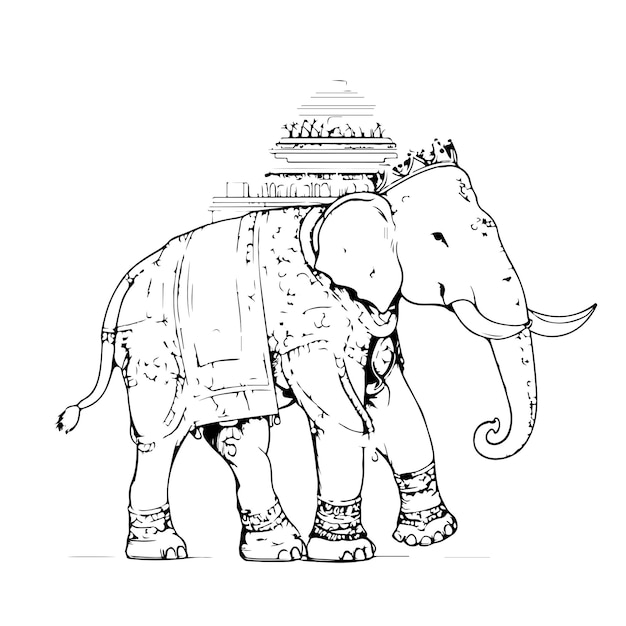 Boceto Dibujado a mano arte de una sola línea para colorear dibujo de línea de página