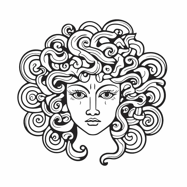 Vector boceto dibujado a mano arte de una sola línea para colorear página dibujo lineal día de medusa