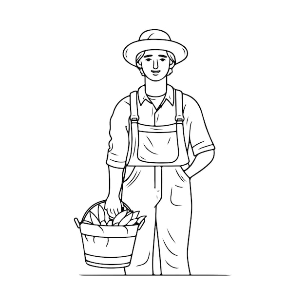 Boceto Dibujado a mano arte de una sola línea para colorear página dibujo lineal día del trabajador
