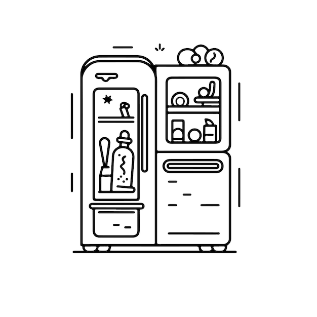 Boceto dibujado a mano arte de una sola línea para colorear página refrigerador