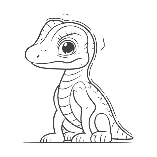 Vector boceto dibujado a mano arte de una sola línea para colorear página velociraptor