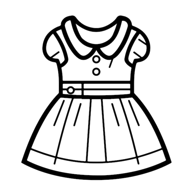 Boceto Dibujado a mano arte de una sola línea para colorear página vestido día
