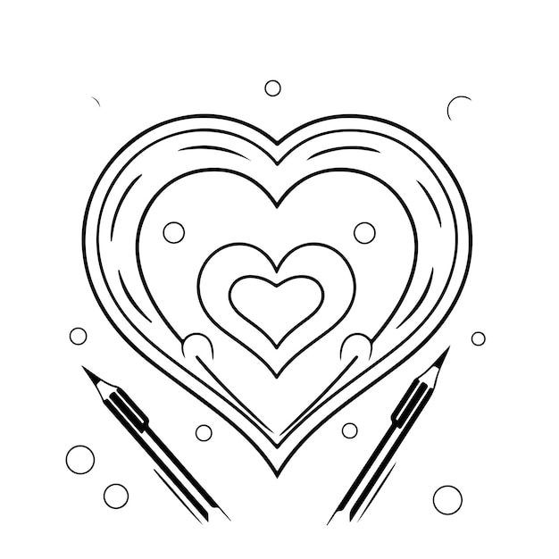 Vector boceto dibujado a mano arte de una sola línea página para colorear dibujo lineal día del amor