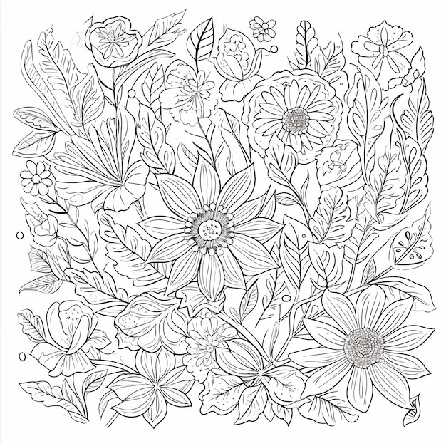 Vector boceto dibujado a mano arte de una sola línea página para colorear dibujo lineal feliz día de la flor