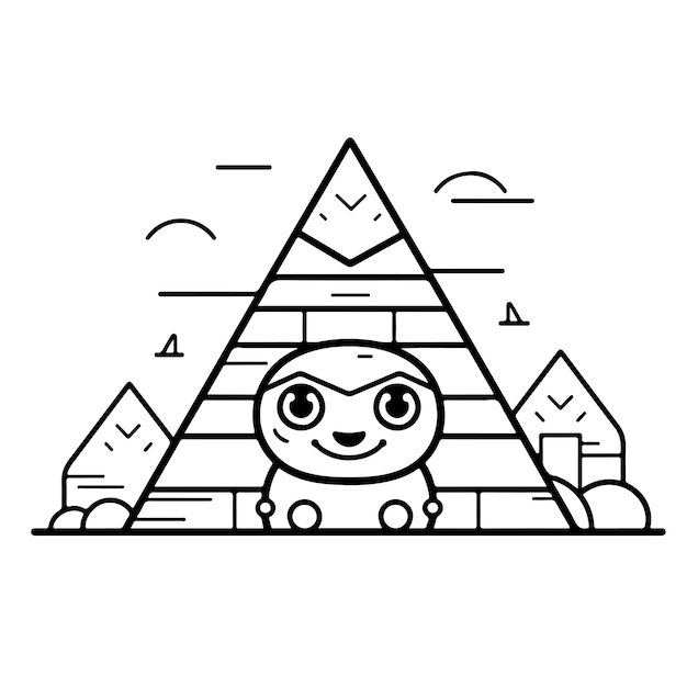 Boceto Dibujado a mano arte de una sola línea página para colorear Pirámide