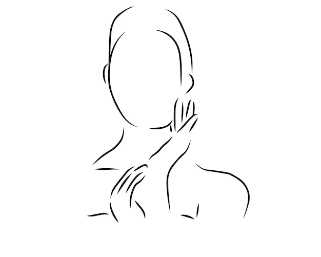 Boceto dibujado a mano arte de una sola línea que las mujeres usan para el póster y el fondo del logotipo