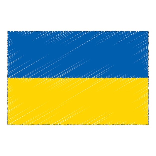 Boceto dibujado a mano bandera de Ucrania. icono de vector de estilo de dibujo
