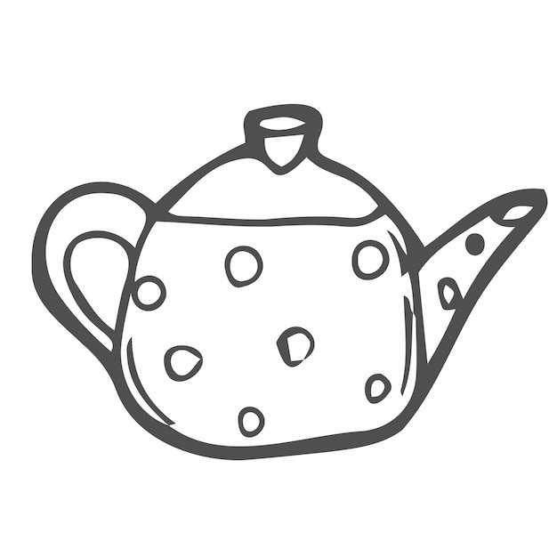 Boceto dibujado a mano y estilo garabato Icono de línea de tetera signo de estilo lineal para concepto móvil y diseño web Icono de vector de contorno de tetera de cerámica Ilustración de logotipo de símbolo