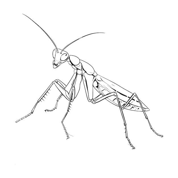 Boceto Dibujado A Mano Ilustración Mantis Religiosa