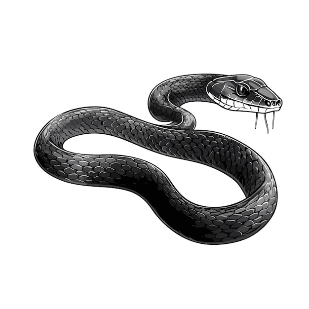 Boceto dibujado a mano ilustración serpiente rata negra