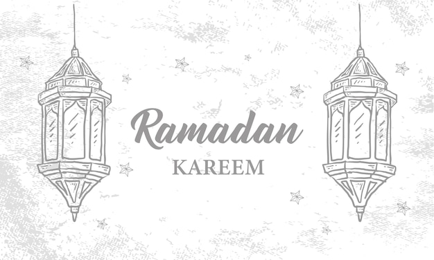 Boceto dibujado a mano de linterna de Ramadán con textura de pincel para Ramadán Kareem