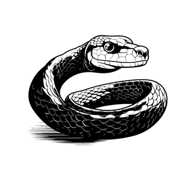 Vector boceto dibujado a mano serpiente mamba negra ilustración