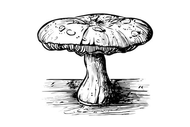 Boceto dibujado a mano de seta agárico de mosca Grabado ilustración de vector de estilo vintage