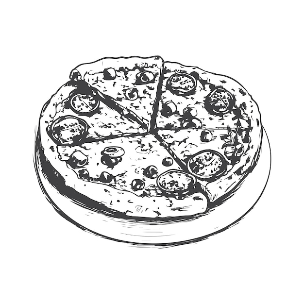 Boceto dibujado a mano uso de alimentos de arte de una sola línea para el cartel del logotipo y el fondo