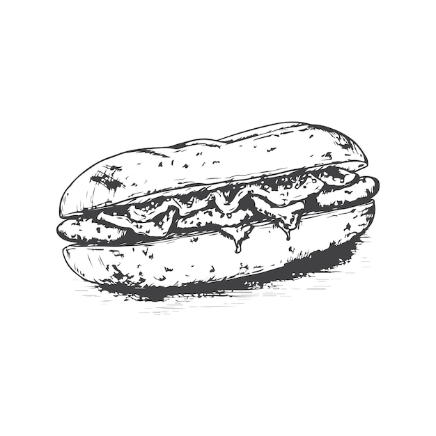 Boceto dibujado a mano uso de alimentos de arte de una sola línea para el cartel del logotipo y el fondo