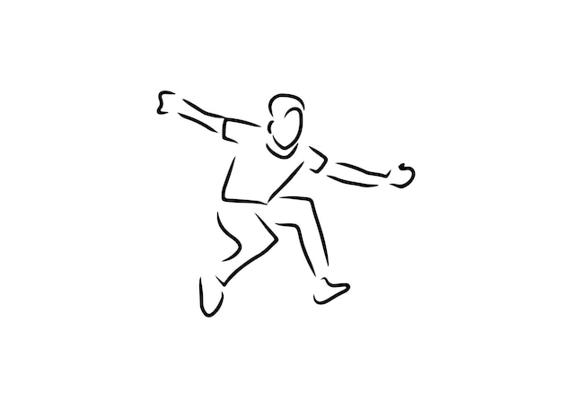 Boceto, dibujado a mano, uso de hombre de arte de una sola línea para póster de logotipo y fondo