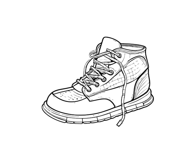 Boceto dibujado a mano uso de zapatos de arte de una sola línea para el cartel del logotipo y el fondo